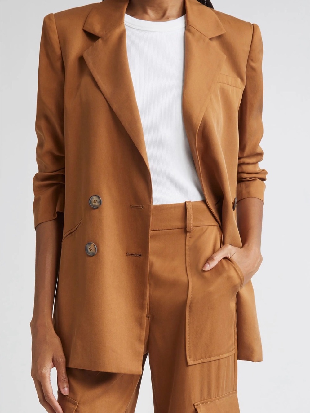 Veronica Beard Camel Double-Breasted Blazer